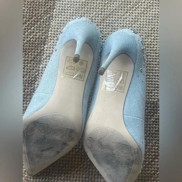 ALDO Elegant Blue Embellished Women's denimHeels size 7 - Picture 10 of 16